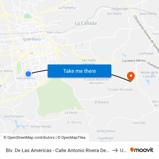Blv. De Las Américas - Calle Antonio Rivera De La Torre to Upq map