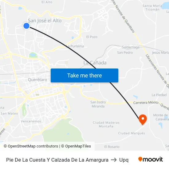 Pie De La Cuesta Y Calzada De La Amargura to Upq map