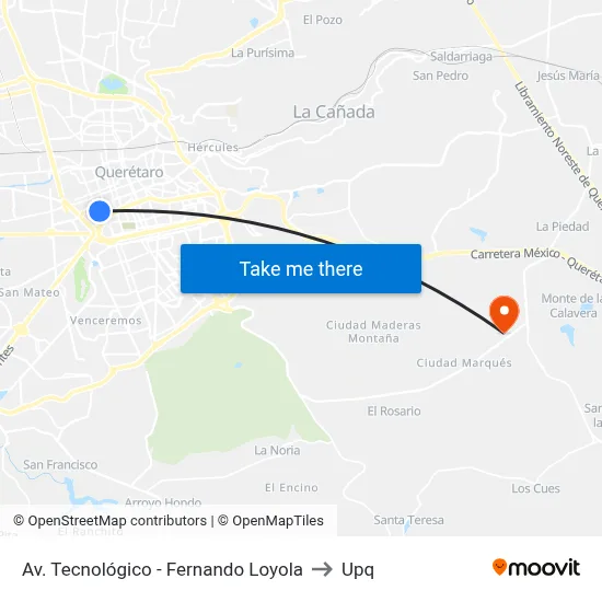 Av. Tecnológico - Fernando Loyola to Upq map