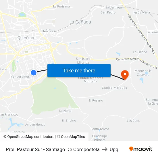 Prol. Pasteur Sur - Santiago De Compostela to Upq map