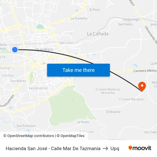 Hacienda San José - Calle Mar De Tazmania to Upq map