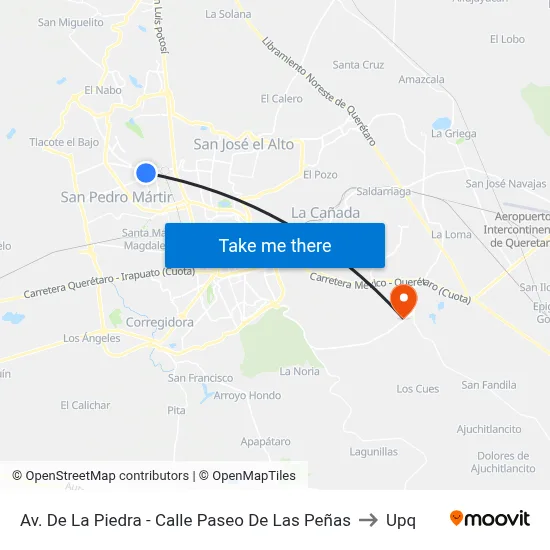 Av. De La Piedra - Calle Paseo De Las Peñas to Upq map