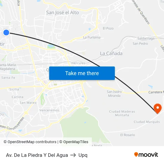 Av. De La Piedra Y Del Agua to Upq map