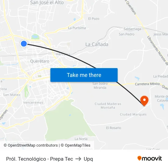 Pról. Tecnológico - Prepa Tec to Upq map