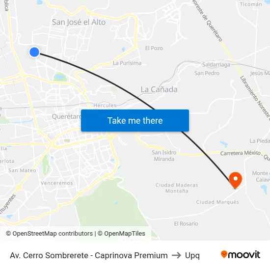 Av. Cerro Sombrerete - Caprinova Premium to Upq map
