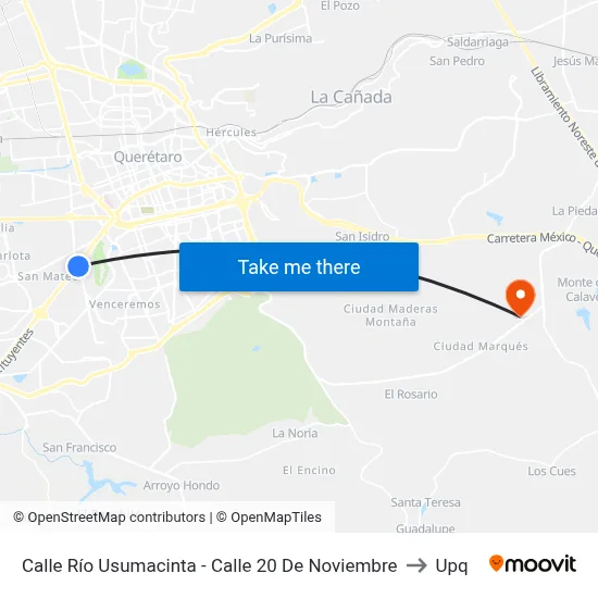 Calle Río Usumacinta - Calle 20 De Noviembre to Upq map