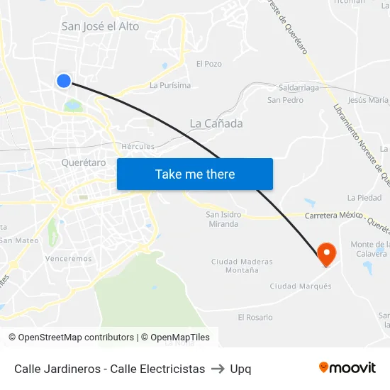 Calle Jardineros - Calle Electricistas to Upq map