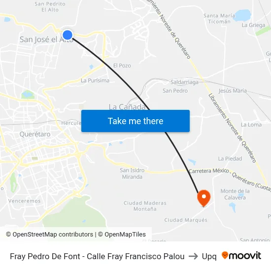 Fray Pedro De Font - Calle Fray Francisco Palou to Upq map