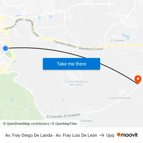 Av. Fray Diego De Landa - Av. Fray Luis De León to Upq map