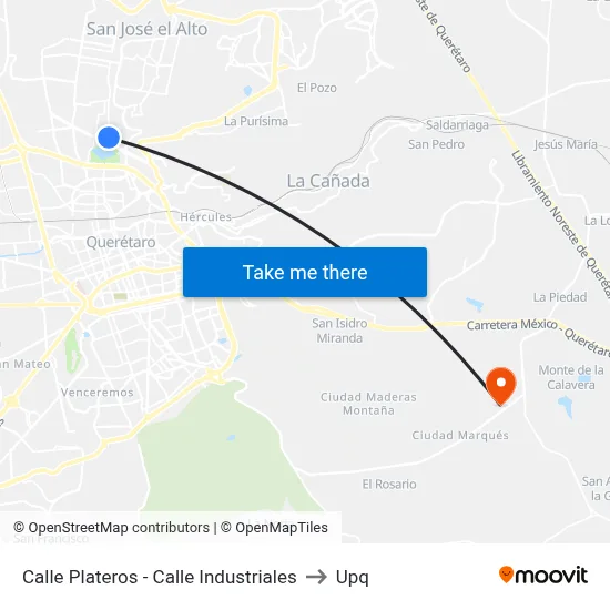 Calle Plateros - Calle Industriales to Upq map