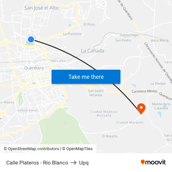 Calle Plateros - Río Blanco to Upq map