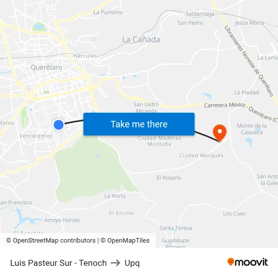 Luis Pasteur Sur - Tenoch to Upq map