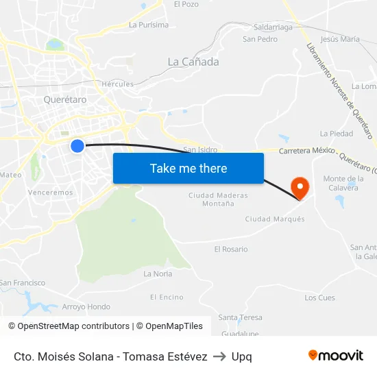 Cto. Moisés Solana - Tomasa Estévez to Upq map