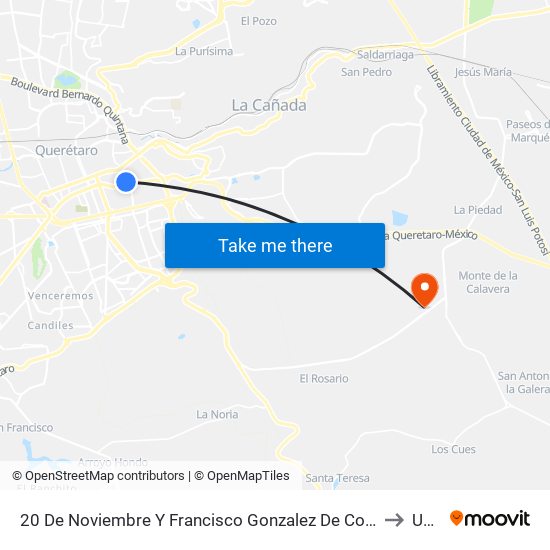 20 De Noviembre Y Francisco Gonzalez De Cosio to Upq map