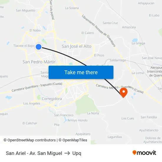 San Ariel - Av. San Miguel to Upq map