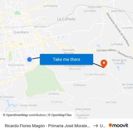 Ricardo Flores Magón - Primaria José Morales Lira to Upq map