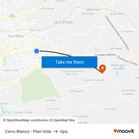 Cerro Blanco - Plan Vida to Upq map