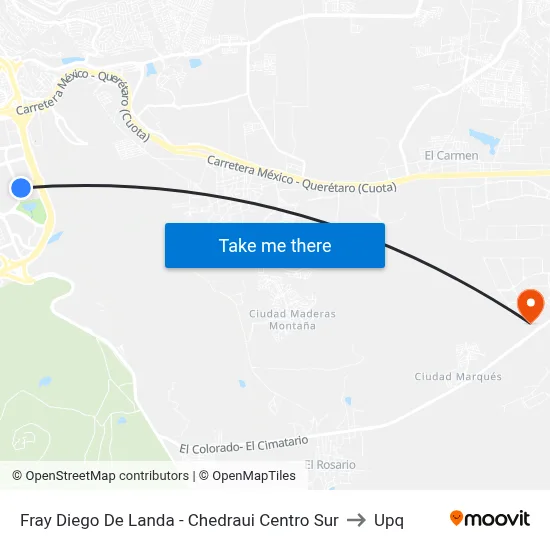 Fray Diego De Landa - Chedraui Centro Sur to Upq map