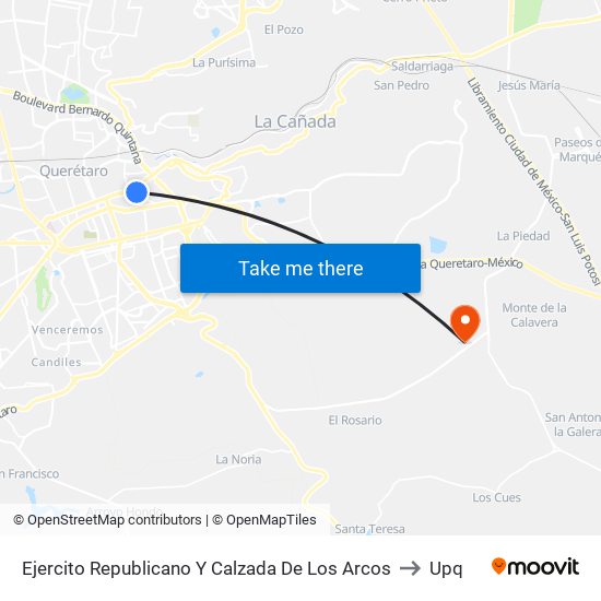 Ejercito Republicano Y Calzada De Los Arcos to Upq map