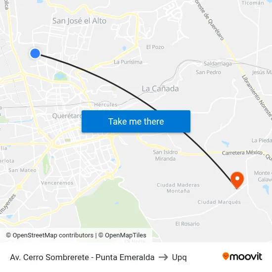 Av. Cerro Sombrerete - Punta Emeralda to Upq map
