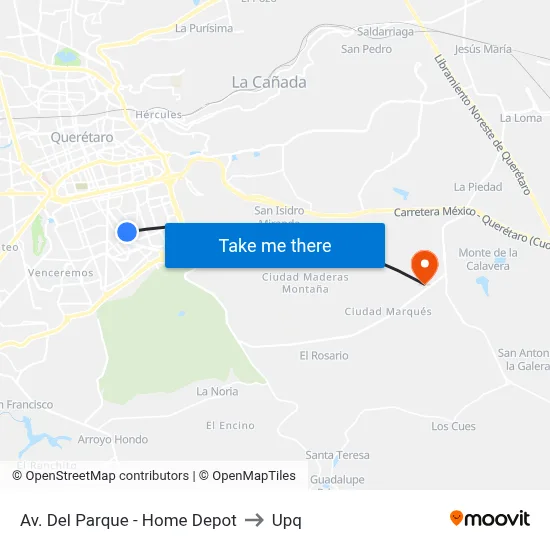 Av. Del Parque - Home Depot to Upq map
