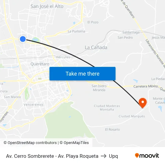 Av. Cerro Sombrerete - Av. Playa Roqueta to Upq map