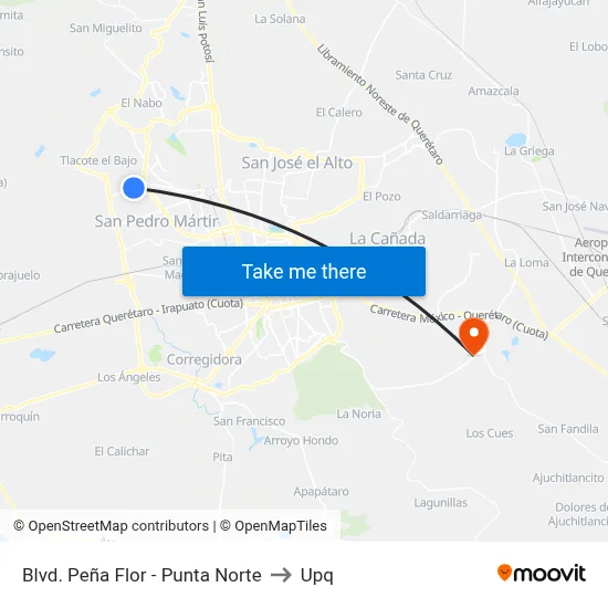 Blvd. Peña Flor - Punta Norte to Upq map