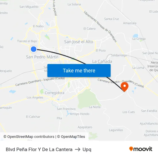 Blvd Peña Flor Y De La Cantera to Upq map