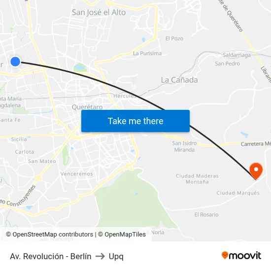 Av. Revolución - Berlín to Upq map