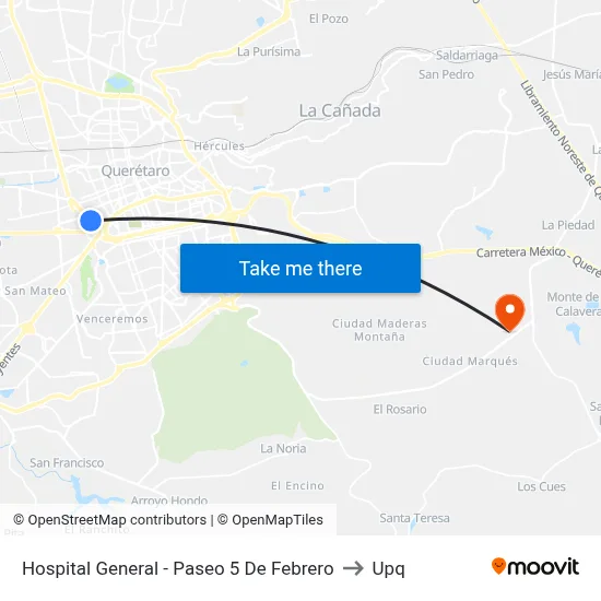 Hospital General - Paseo 5 De Febrero to Upq map