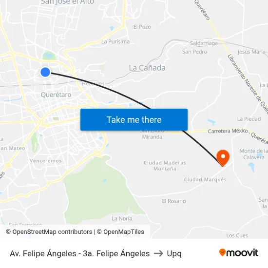 Av. Felipe Ángeles - 3a. Felipe Ángeles to Upq map
