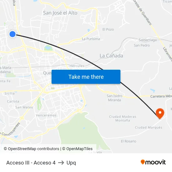 Acceso III - Acceso 4 to Upq map