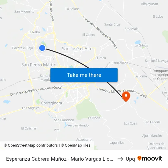 Esperanza Cabrera Muñoz - Mario Vargas Llosa to Upq map