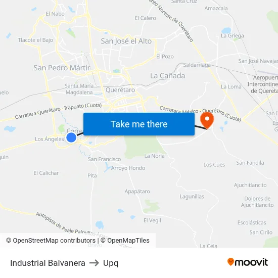 Industrial Balvanera to Upq map