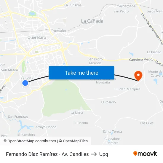 Fernando Díaz Ramírez - Av. Candiles to Upq map