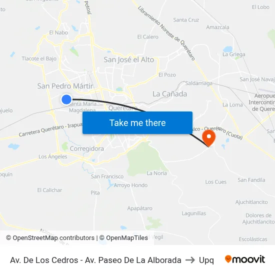 Av. De Los Cedros - Av. Paseo De La Alborada to Upq map