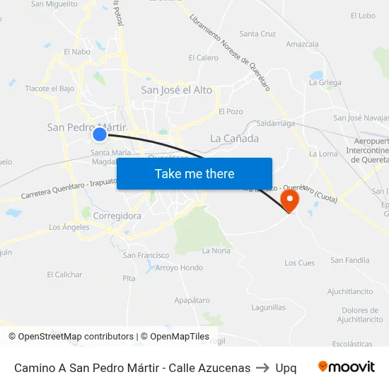Camino A San Pedro Mártir - Calle Azucenas to Upq map