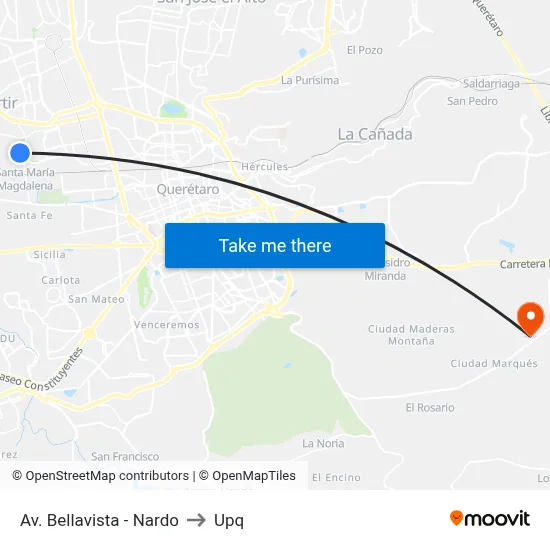 Av. Bellavista - Nardo to Upq map