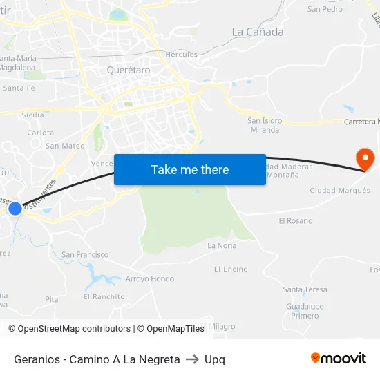 Geranios - Camino A La Negreta to Upq map