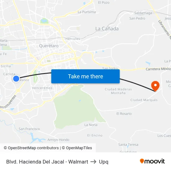 Blvd. Hacienda Del Jacal - Walmart to Upq map