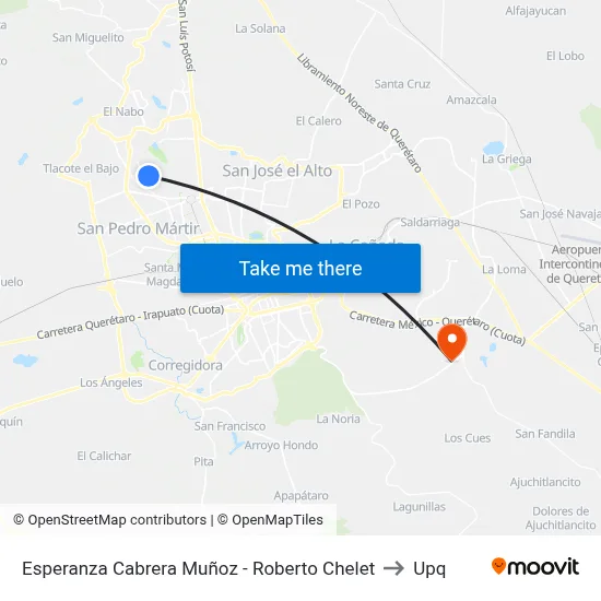 Esperanza Cabrera Muñoz - Roberto Chelet to Upq map