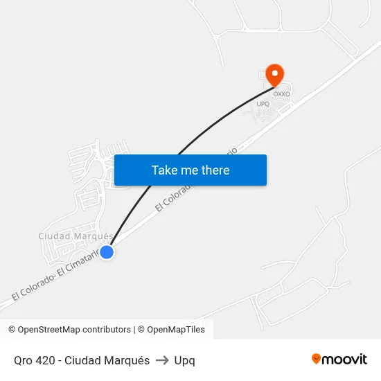 Qro 420 - Ciudad Marqués to Upq map