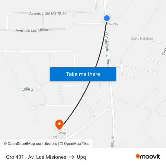 Qro 431 - Av. Las Misiones to Upq map