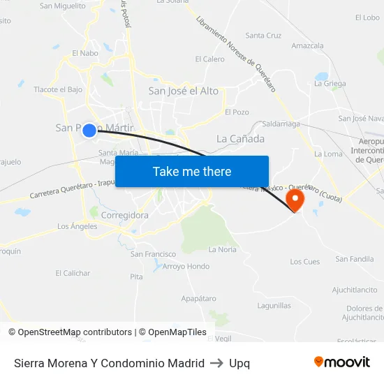Sierra Morena Y Condominio Madrid to Upq map