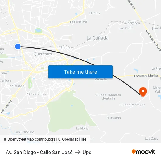 Av. San Diego - Calle San José to Upq map