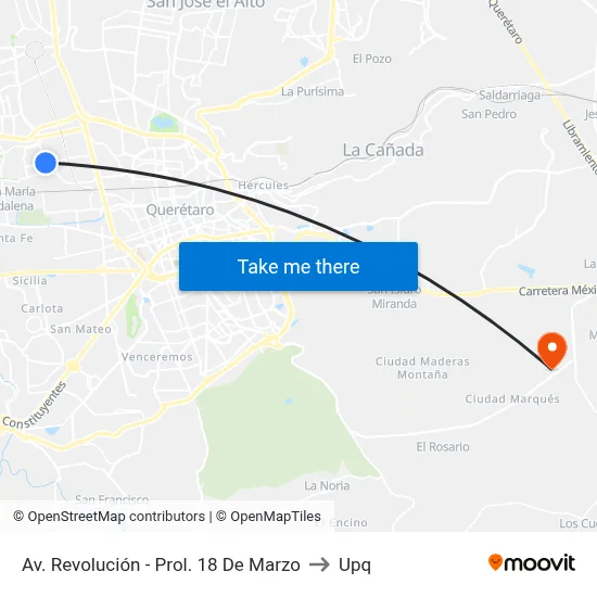 Av. Revolución - Prol. 18 De Marzo to Upq map