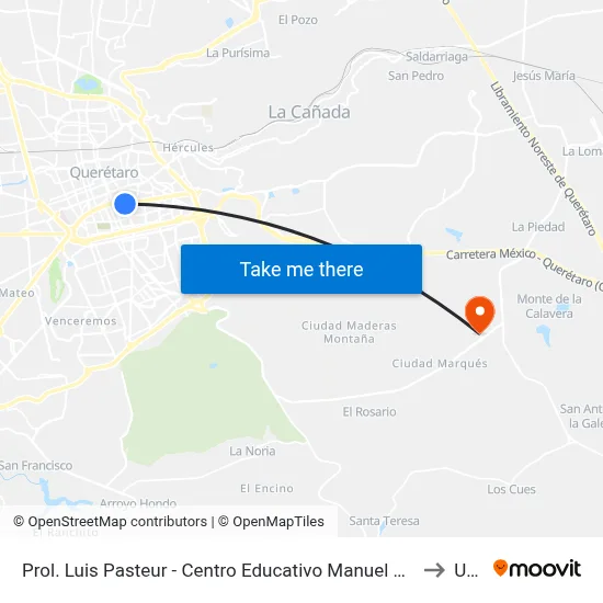 Prol. Luis Pasteur - Centro Educativo Manuel Gómez to Upq map