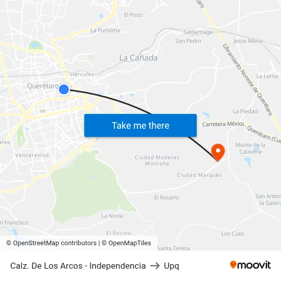 Calz. De Los Arcos - Independencia to Upq map