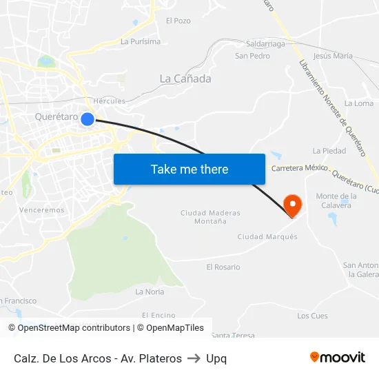 Calz. De Los Arcos - Av. Plateros to Upq map