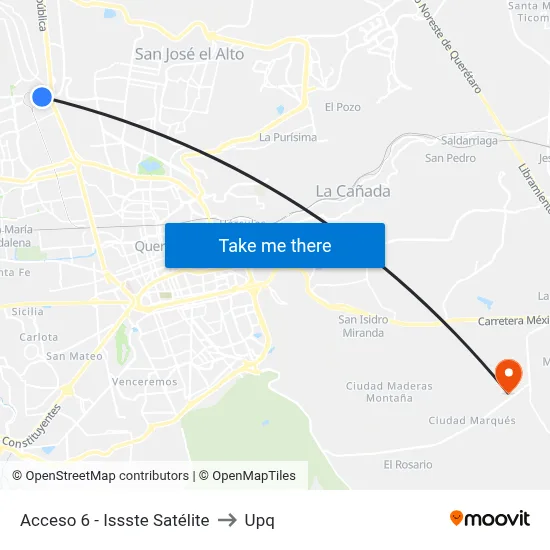 Acceso 6 - Issste Satélite to Upq map